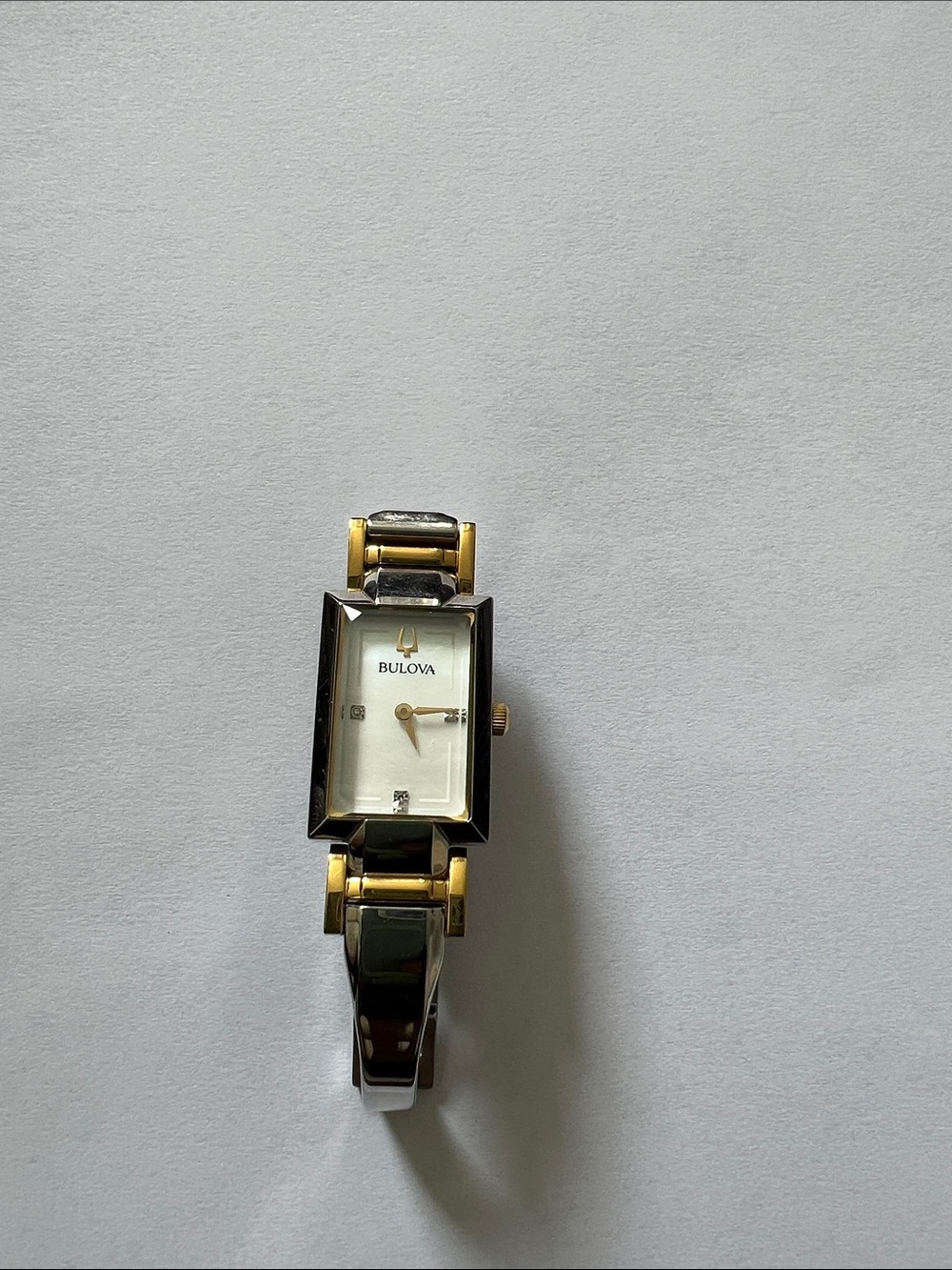 Bulova Women's Two-Tone Rectangular Dial Bracelet Watch - Gold & Silver